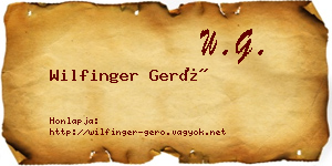 Wilfinger Gerő névjegykártya